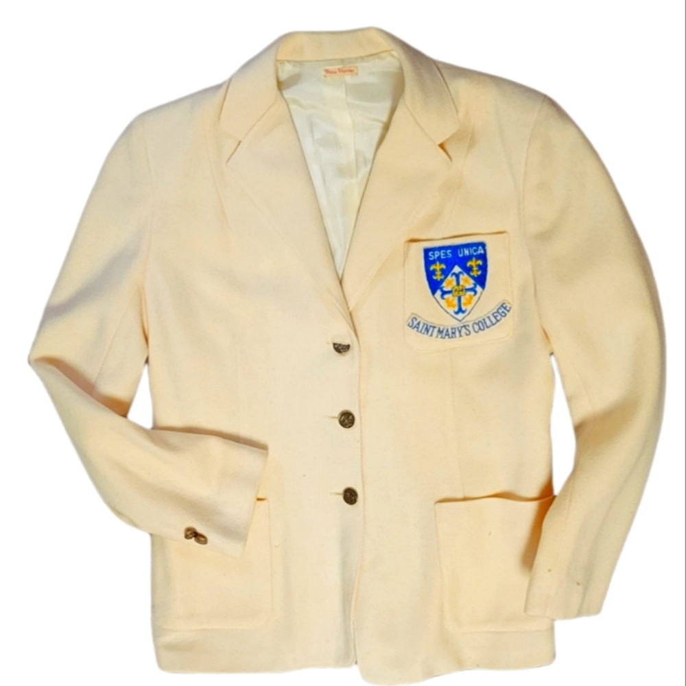 ❤️ Saint Mary's College Vintage DONNA DUNCAN Women's Preppy Yellow Blazer